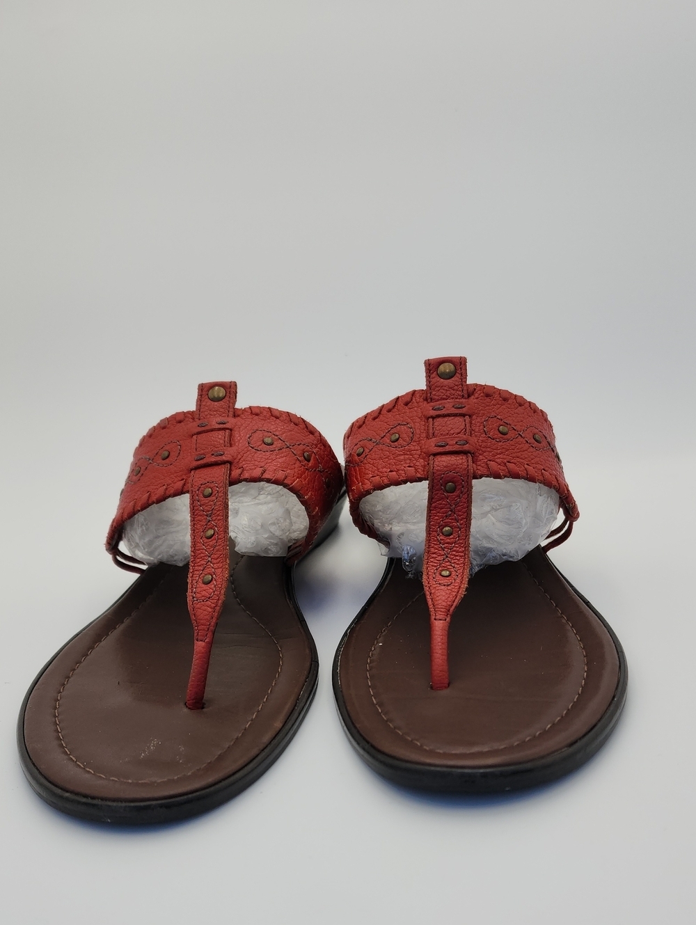 Franco Sarto Red Leather Braided Thong Women's Sandals Size 7.5 - Picture 2 of 12
